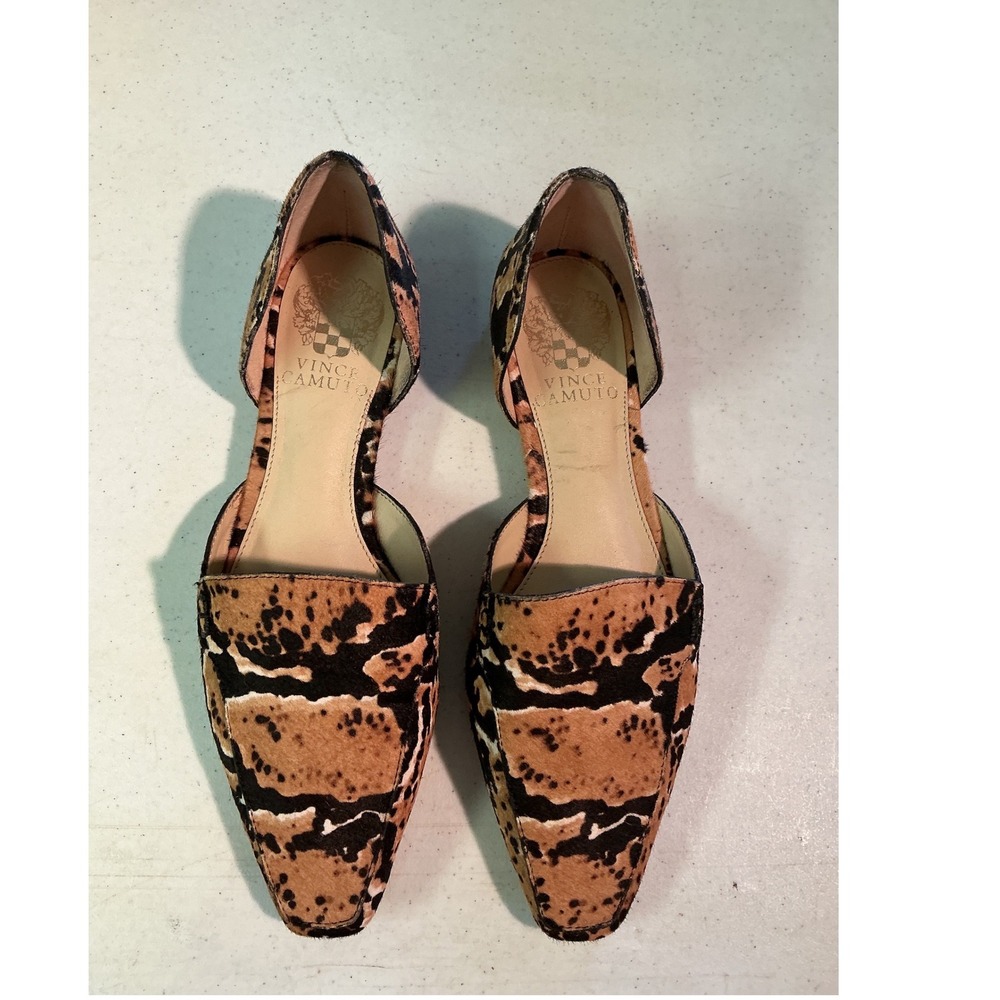 Vince Camuto Womens Leopard Calf Hair d'Orsay Pointed Toe Flats Size 6.5M 37